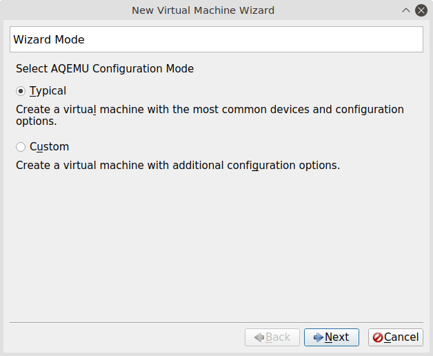 Aqemu - New Machine - step 1