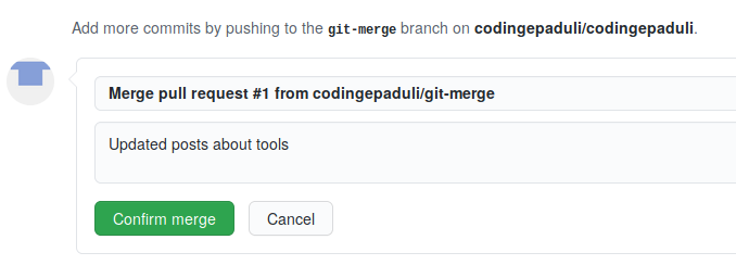 GitHub - Merge della Pull Request - passo 3