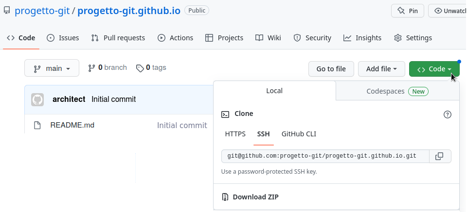 GitHub - URL del Repository