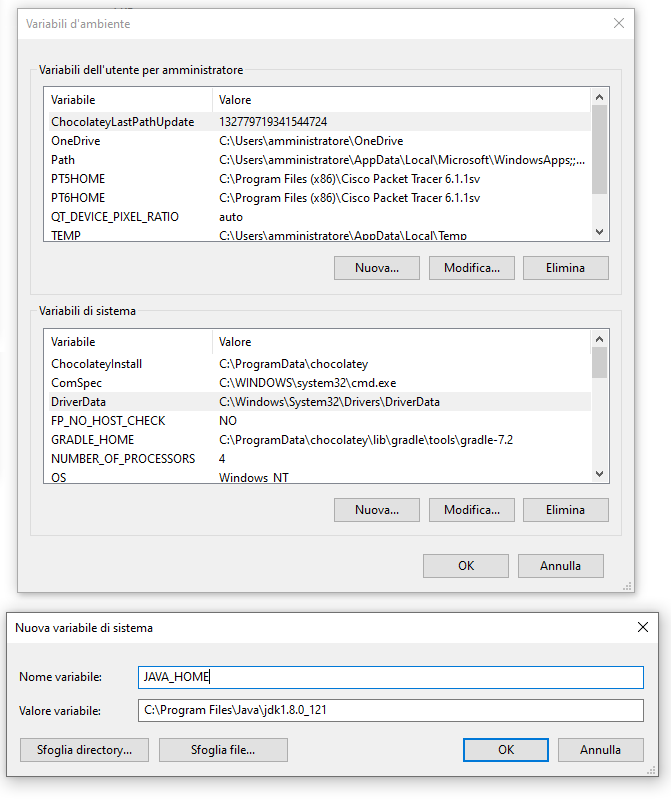 Windows - Variabile d’ambiente JAVA_HOME