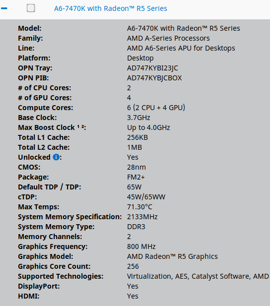 VirtualBox - Specifiche hardware AMD Technology