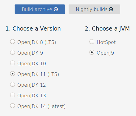 OpenJDK - Scelta versione e JVM