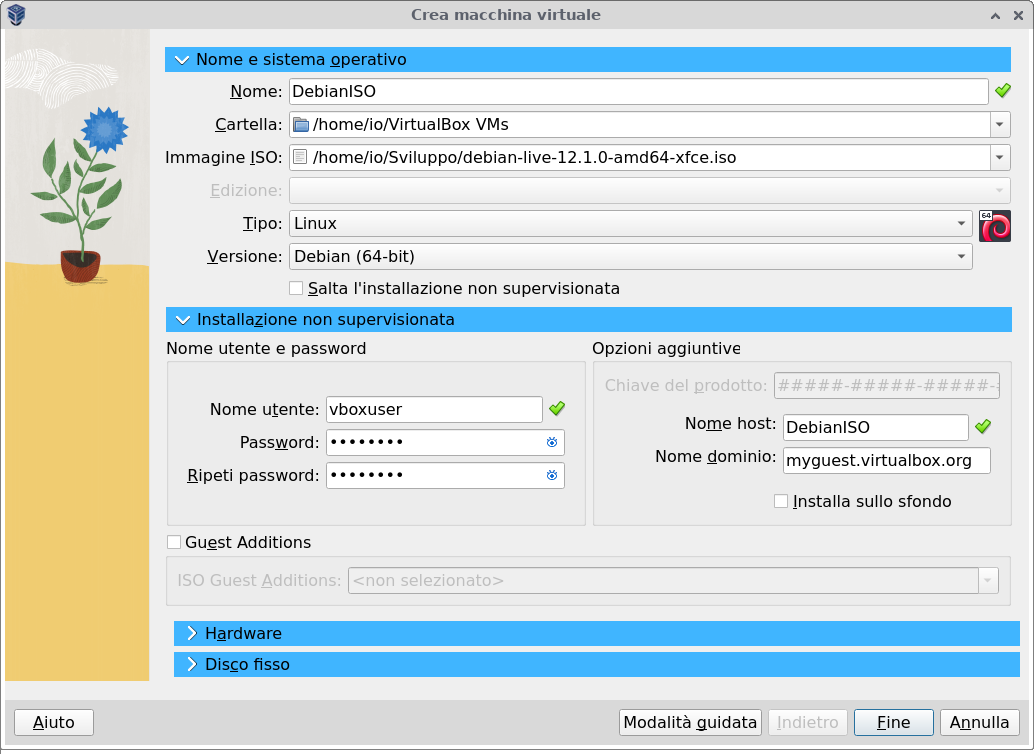 VirtualBox - Creazione macchina virtuale da immagine ISO