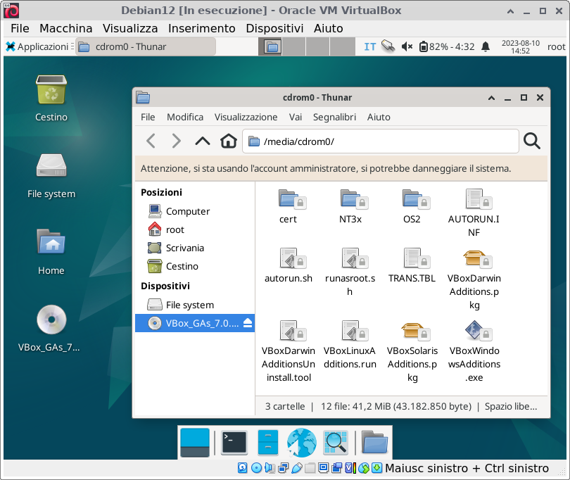 VirtualBox - Cartella delle Guest Additions