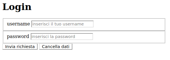 Esempio di modulo di invio dati