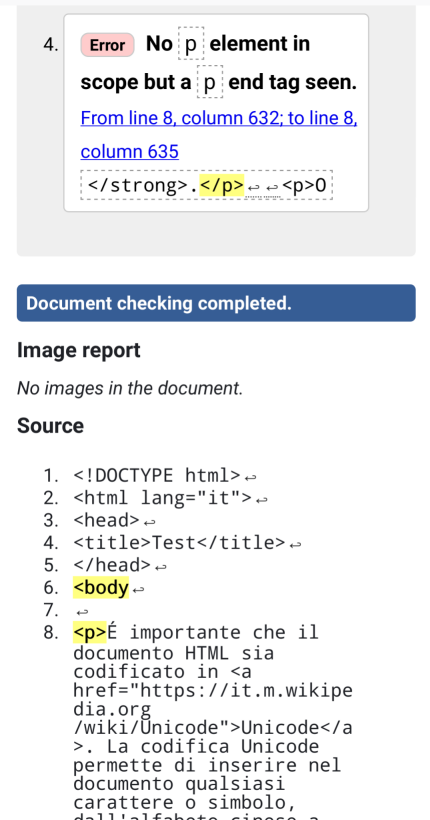 immagine del validatore con errori