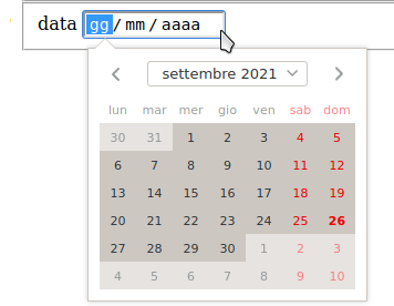 Input di tipo data