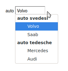 Input di tipo selezione singola