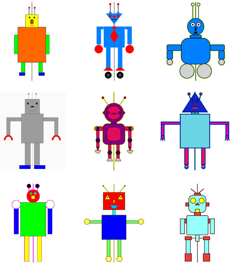 p5.js - Disegno di un robot a colori