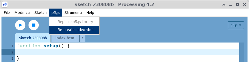 Processing IDE - Ricrea la pagina web