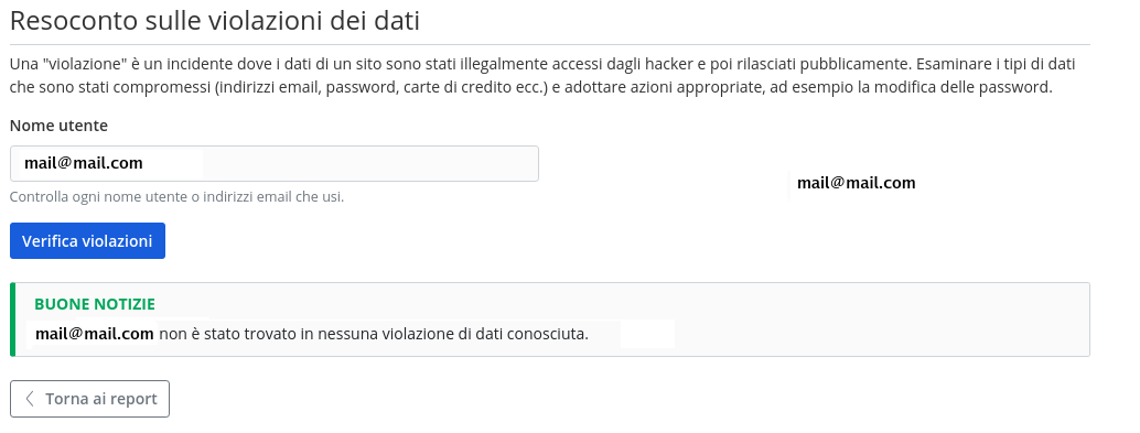 Bitwarden - Resoconto nessuna violazione