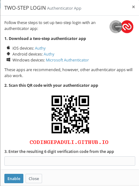 Bitwarden - Attivazione Two step login - codice QR